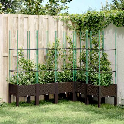 Jardinieră de grădină cu spalier, maro, 160x120x142,5 cm, PP GartenMobel Dekor
