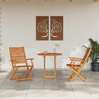Set Bistro Pliabil 3 pcs Maro Lemn Solid de Acacia GartenMobel Dekor