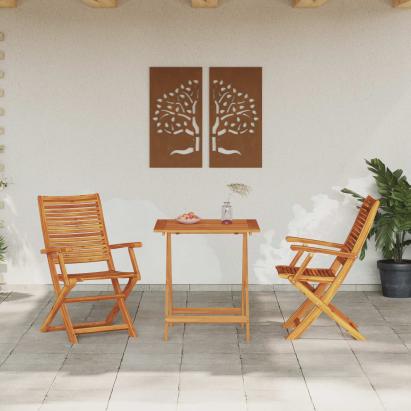 Set Bistro Pliabil 3 pcs Maro Lemn Solid de Acacia GartenMobel Dekor