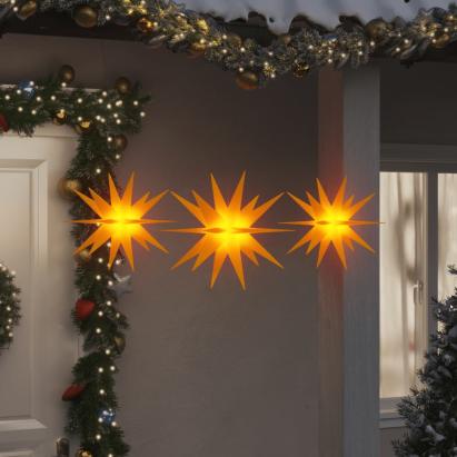 Lumini de Crăciun cu LED-uri, 3 buc., galben, pliabil GartenMobel Dekor
