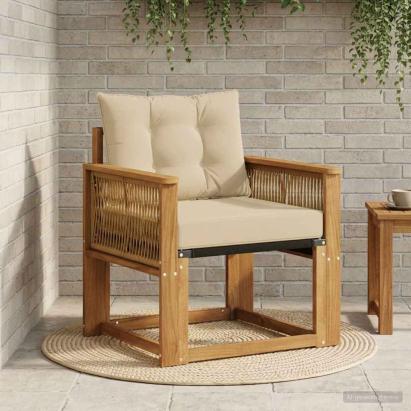 Canapea Medie pentru Exterior Lemn Solid de Acacia natural GartenMobel Dekor