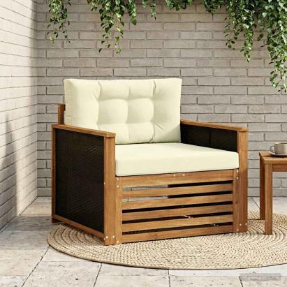 Canapea Medie pentru Exterior Lemn Solid de Acacia natural GartenMobel Dekor