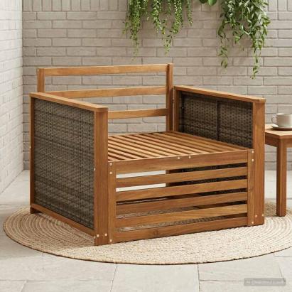 Canapea Medie pentru Exterior Lemn Solid de Acacia natural GartenMobel Dekor
