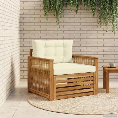 Canapea de exterior Lemn Solid de Acacia Natural și Crem GartenMobel Dekor