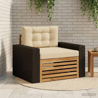 Canapea Medie pentru Exterior Lemn Solid de Acacia natural GartenMobel Dekor
