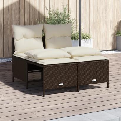 Set canapele de grădină, 4 piese, cu perne, maro poliratan maro GartenMobel Dekor