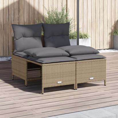 Set canapele de grădină, 4 piese, cu perne, bej, poliratan GartenMobel Dekor