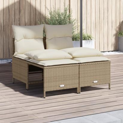 Set canapele de grădină, 4 piese, cu perne, bej, poliratan GartenMobel Dekor