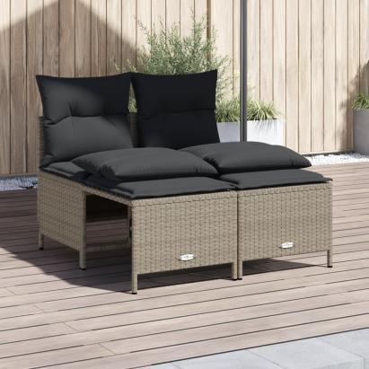 Set canapea de grădină cu perne, 4 piese, gri deschis poliratan GartenMobel Dekor