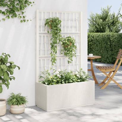 Jardinieră de grădină cu spalier, alb, 80x36x140 cm, PP GartenMobel Dekor