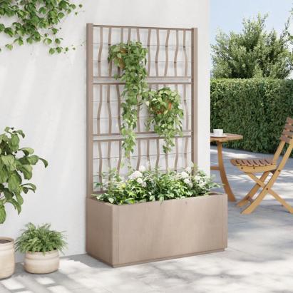 Jardinieră de grădină cu spalier, maro deschis, 80x36x140cm, PP GartenMobel Dekor