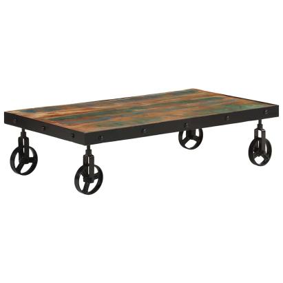 Măsuță de cafea cu roți, 100x55x26 cm, lemn masiv reciclat GartenMobel Dekor