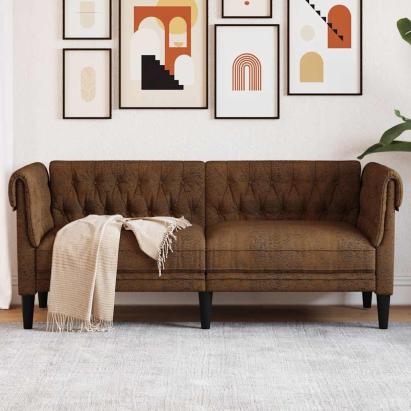 Canapea Chesterfield cu 2 locuri, maro, material textil GartenMobel Dekor