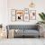 Canapea Chesterfield cu 3 locuri, gri deschis, material textil GartenMobel Dekor