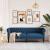 Canapea Chesterfield cu 3 locuri, albastru, material textil GartenMobel Dekor