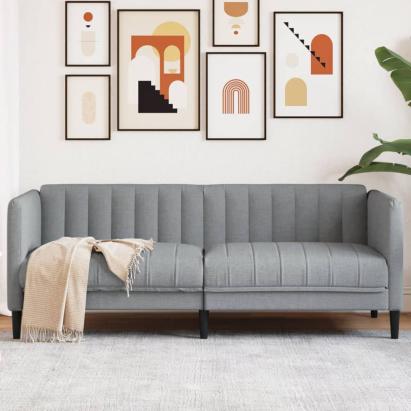 Canapea, 2 locuri, gri deschis, material textil GartenMobel Dekor