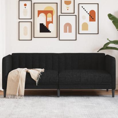 Canapea, 2 locuri, negru, material textil GartenMobel Dekor
