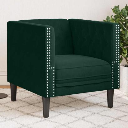 Fotoliu Chesterfield, verde închis, catifea GartenMobel Dekor