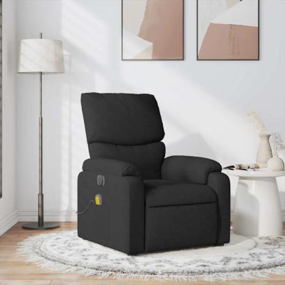 Fotoliu de masaj rabatabil, negru, material textil GartenMobel Dekor