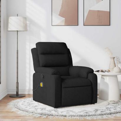 Fotoliu de masaj rabatabil, negru, material textil GartenMobel Dekor