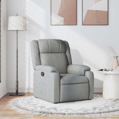 Fotoliu rabatabil, gri deschis, material textil GartenMobel Dekor