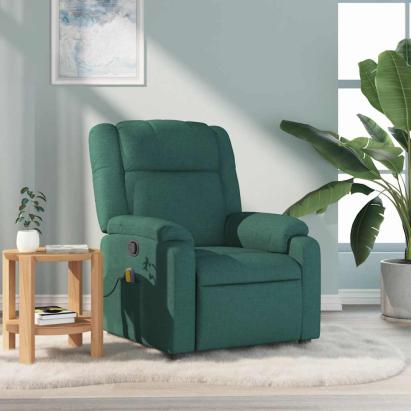 Fotoliu de masaj rabatabil, verde închis, material textil GartenMobel Dekor