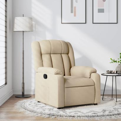 Fotoliu rabatabil, crem, material textil GartenMobel Dekor