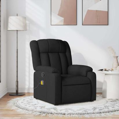 Fotoliu de masaj rabatabil, negru, material textil GartenMobel Dekor