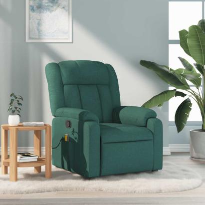 Fotoliu de masaj rabatabil, verde închis, material textil GartenMobel Dekor