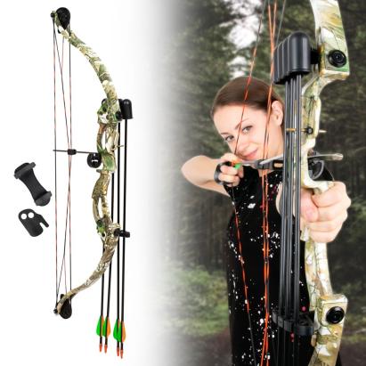 Set de tir cu arcul compound inSPORTline Monyta 20 lbs, camuflaj