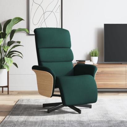Fotoliu rabatabil cu suport de picioare, verde închis, textil GartenMobel Dekor