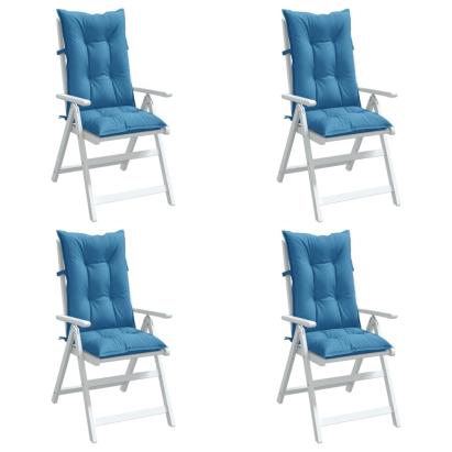 Perne scaun spătar înalt 4buc melanj albastru 120x50x7cm textil GartenMobel Dekor