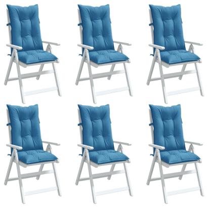 Perne scaun spătar înalt 6buc melanj albastru 120x50x7cm textil GartenMobel Dekor