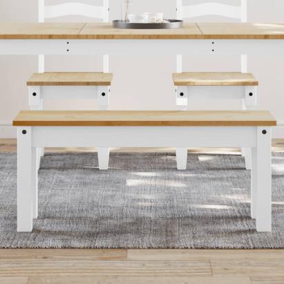 Banchetă de bucătărie PANAMA, alb, 105x30x45 cm, lemn masiv pin GartenMobel Dekor