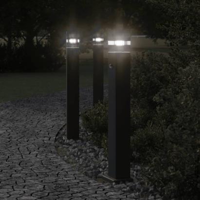 Lampă exterioară de podea cu senzor, negru, 80 cm, aluminiu GartenMobel Dekor