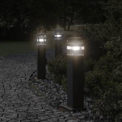 Lămpi exterioare de podea cu priză, 3 buc. negru 50 cm aluminiu GartenMobel Dekor