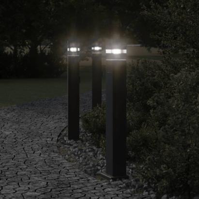 Lămpi exterioare de podea cu priză, 3 buc. negru 80 cm aluminiu GartenMobel Dekor