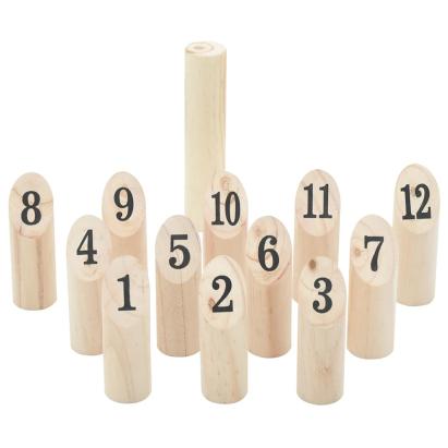Kubb Set jocuri cu numere 13 piese geantă de transport lemn masiv pin GartenMobel Dekor