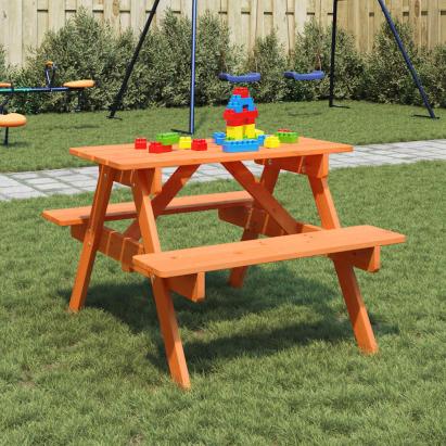 Masă picnic pentru 4 copii, orificiu umbrelă, lemn masiv brad GartenMobel Dekor