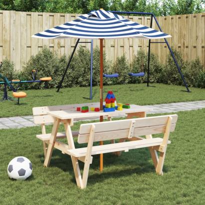 Umbrelă de grădină pentru copii cu stâlp din lemn, Ø120x140 cm GartenMobel Dekor