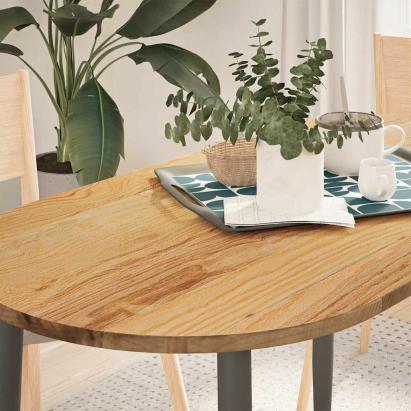 Blat de masă maro deschis 120x60x2 cm lemn masiv de stejar oval GartenMobel Dekor