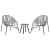 Set scaune de grădină 3 buc Polyrattan negru și gri deschis GartenMobel Dekor