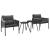 Set mobilier de balcon, 4 piese, cu perne, negru, oțel GartenMobel Dekor