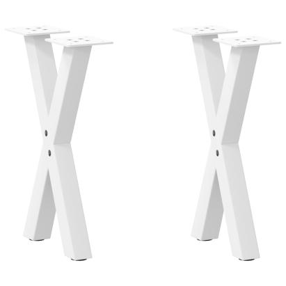 Picioare pentru măsuță de cafea în formă de X, 2 buc., alb, 38x(42-43) cm, oțel GartenMobel Dekor