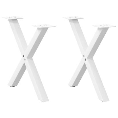 Picioare pentru măsuță de cafea în formă de X, 2 buc., alb, 60x(42-43) cm, oțel GartenMobel Dekor