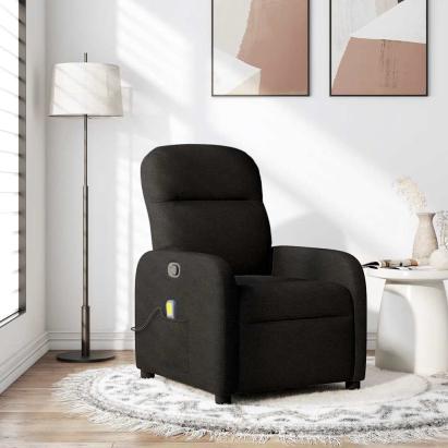 Fotoliu de masaj rabatabil, negru, material textil GartenMobel Dekor
