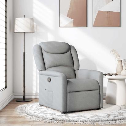 Fotoliu rabatabil, gri deschis, material textil GartenMobel Dekor