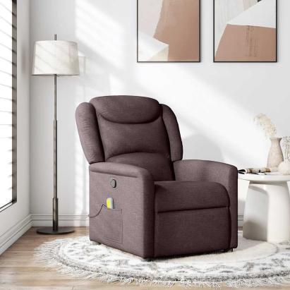 Fotoliu de masaj rabatabil, maro închis, material textil GartenMobel Dekor