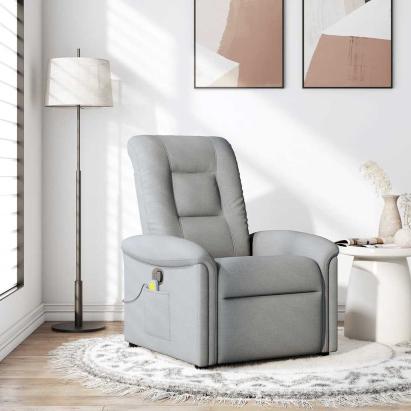 Fotoliu de masaj rabatabil, gri deschis, textil GartenMobel Dekor