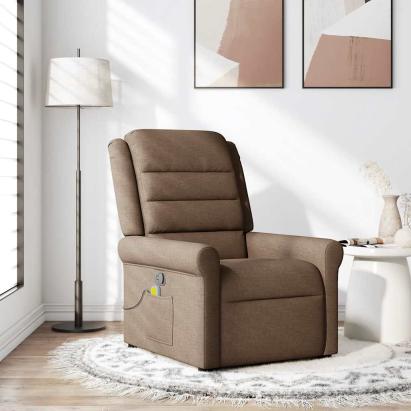 Fotoliu de masaj rabatabil, maro, material textil GartenMobel Dekor